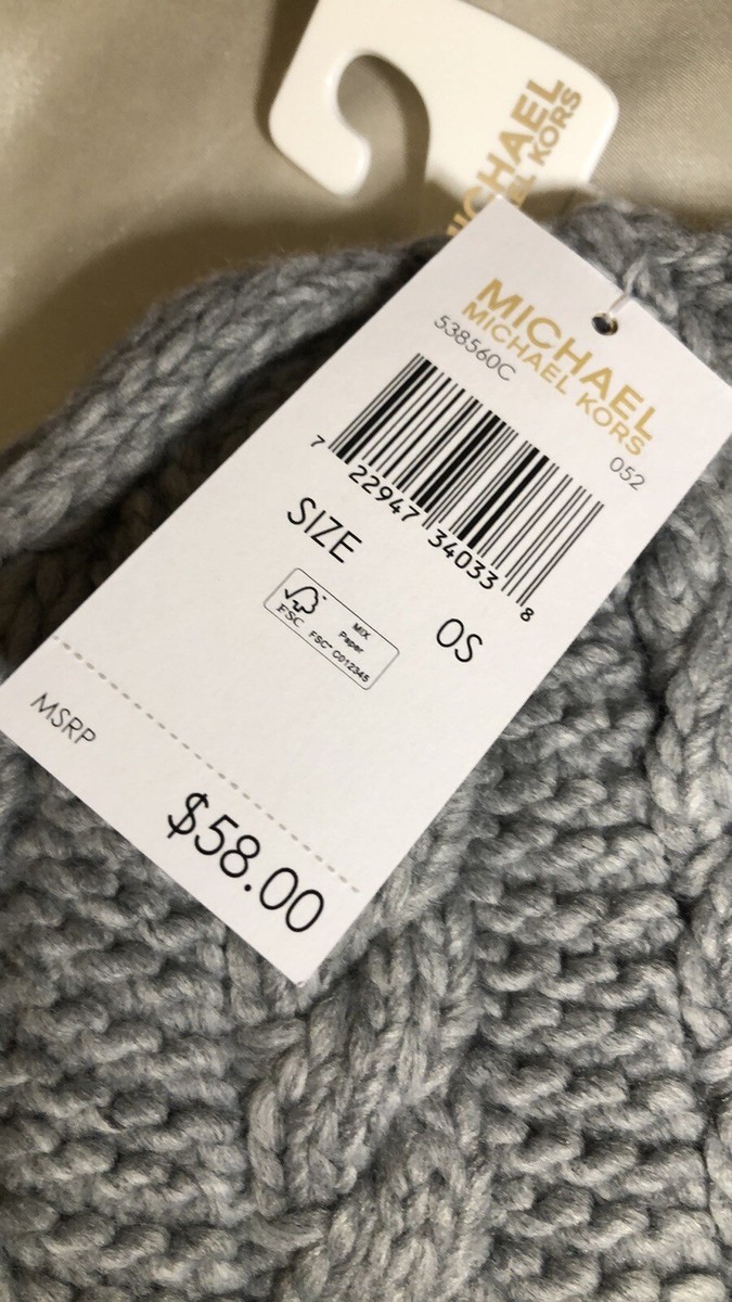Michael Kors Pearl Heather Gray Cable Knit Fleece Lined  display picture 3