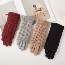 ScarvesMe Women's Soft Winter Cozy Cable Solid Color Knit Textured Gloves