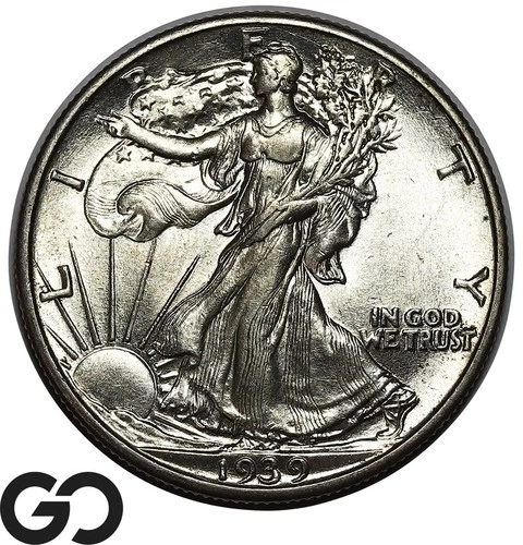 1939 Walking Liberty Half Dollar Choice BU++, Nice Luster