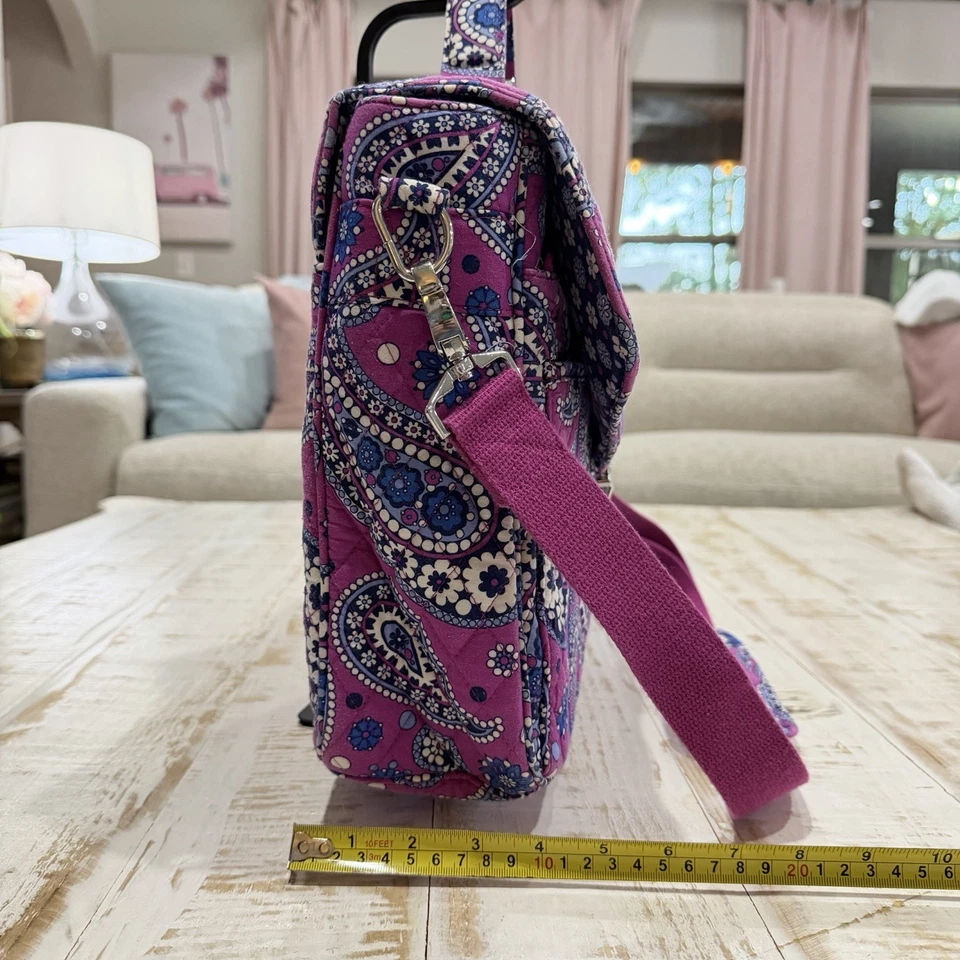 Vera Bradley Paisley Quilted Laptop Messenger Bag Boysenberry Vintage Retired - Image 4 of 4