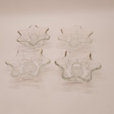 Vtg Set of 4 Clear Glass Star Candle Holders Pressed Glass Wedding Table Decor
