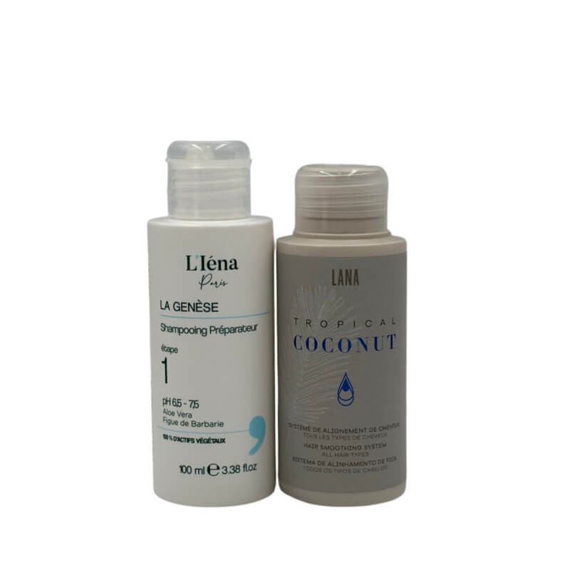Kit lissage organique Tropical Coconut Lana et shampooing L'Iéna 2x100ml pour cheveux lisses