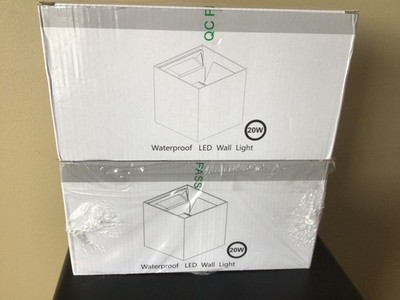  20W LED Modern Wall Sconce Outdoor Lighting 6000K Up Down Angle 2 Pack-White