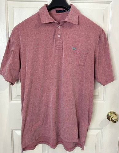 Men's XL Southern Marsh Hutchinson Heather Polo Shirt Salmon Performance Stretch