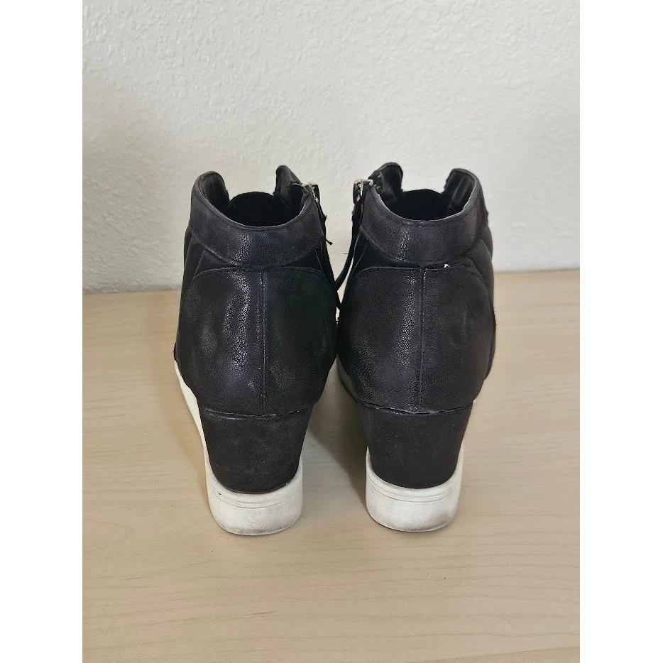 Zapatos MIA Mujer 9 Negro Cuña Acolchada Imitación Cuero Botines Tenis Kaleb Foto 4 de 4