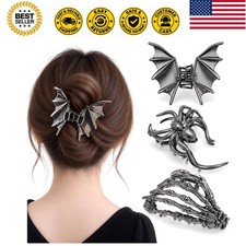 3 PCS Halloween Hair Clips for Women, Gothic Bat Wing, Spider and Skeleton Ha...