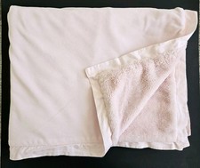 Pottery Barn Kids Light Pink Sherpa Cotton Trim Baby Blanket Velour 30" X 38"