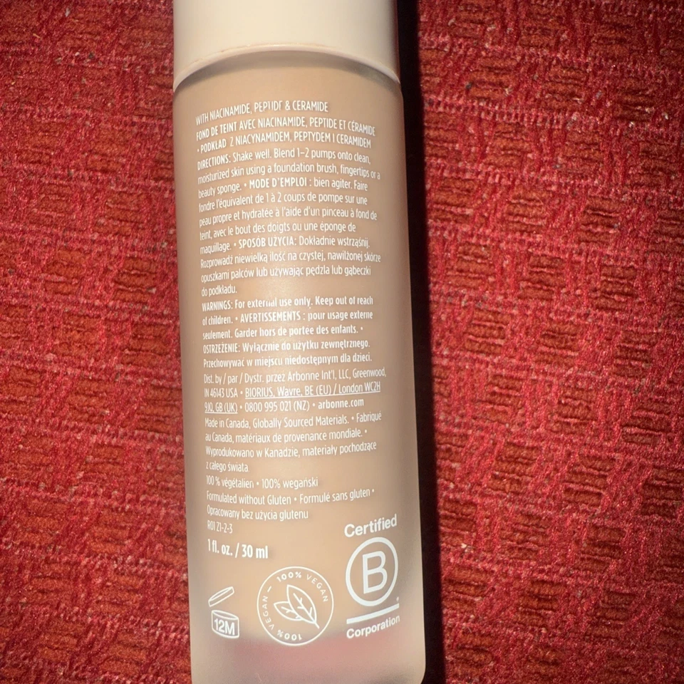 ARBONNE “NATURAL GLOW” FOUNDATION (light-medium Cool )-1 fl oz/30 ml-Vegan - Image 3 of 4