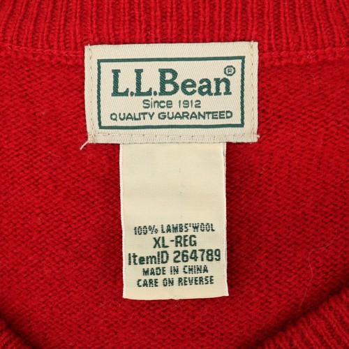 LL Bean Sweater Mens XL Red Lambswool Knit V Neck Pullover Lambswool Vintage - Picture 3 of 13