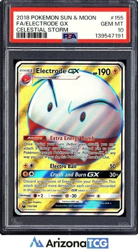 Pokemon 2018 Electrode GX 155/168 Full Art Celestial Storm GEM MINT PSA 10