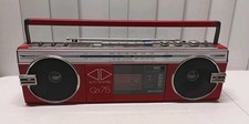 1988 Sharp QT-75 Stereo Radio Cassette Recorder Red Untested As-Is