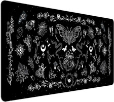 Goth Desk Mat, Black Occult Large Gaming Mouse Pad, Halloween Witchy XXL Compute