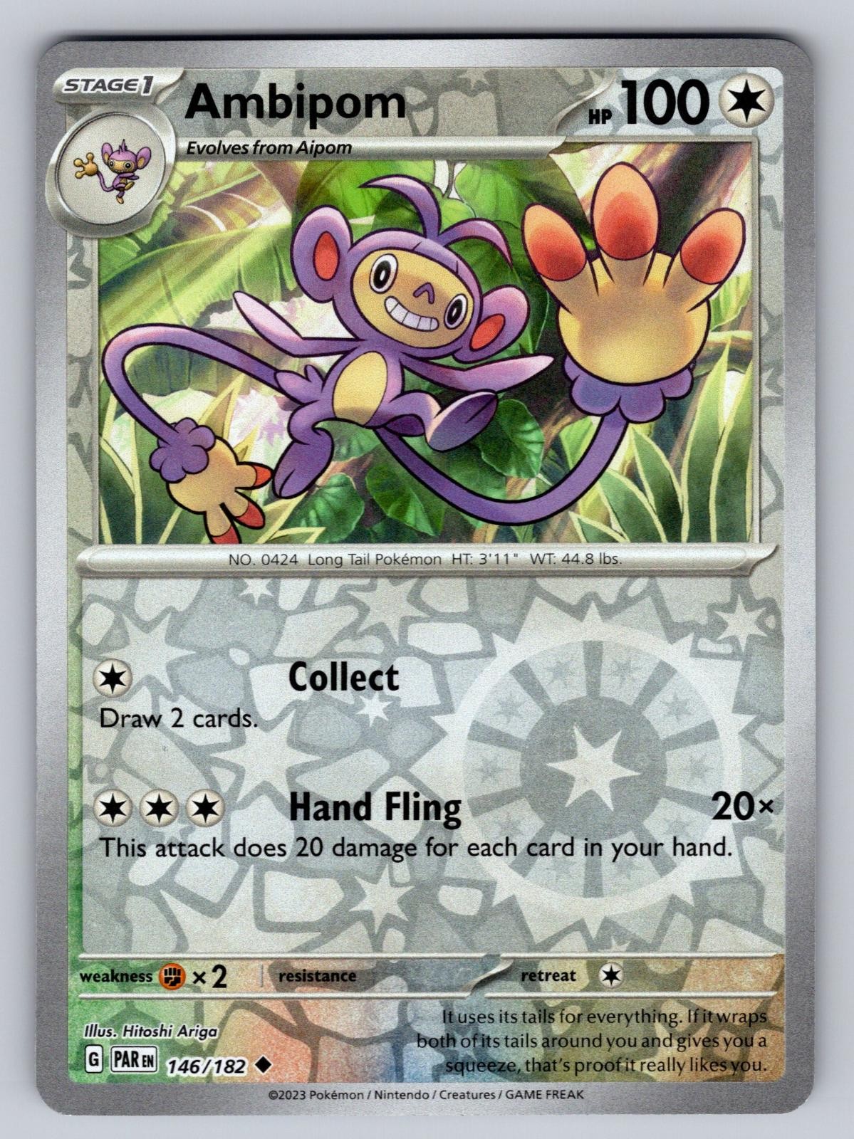 Ambipom 146/182 Uncommon Paradox Rift Pokemon Reverse Holo Lightly Played