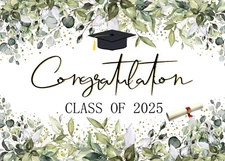 2025 Graduation Backdrop 7x5ft Green Leaves Party Photography Background