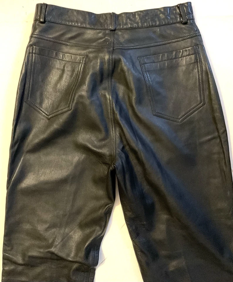 Pantalon En Cuir Noir - Taille 36-Année 80 - Photo 4/4