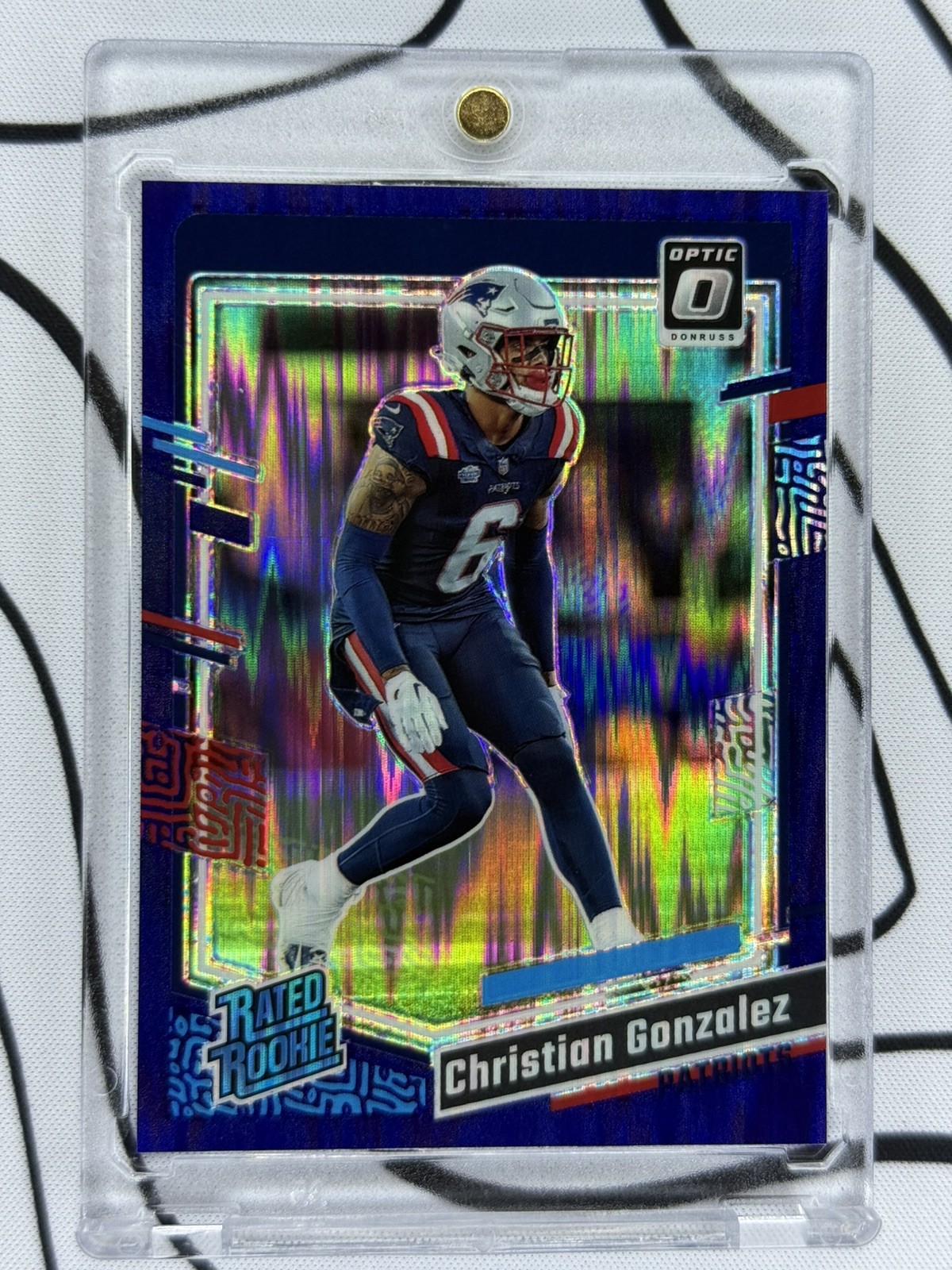 Christian Gonzalez 2023 Donruss Optic Purple Shock Rookie RC Prizm #274 Patriots