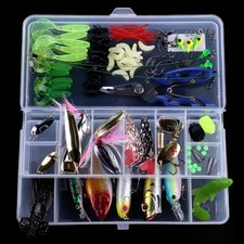 110PCS Lot Fishing Accessories Lures Gear Bass Bait Hooks Tackle Box Set Kit