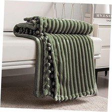 Fleece Blanket Throw Size   51x63   Soft, Plush, Fluffy, 51x63" Olive Green