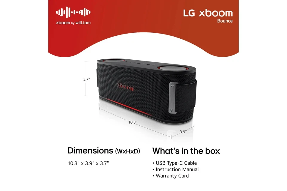 Altavoz portátil Bluetooth LG xboom Bounce Core de will.i.am - ¡Nuevo en caja! Foto 2 de 4
