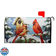Anyako Winter Red Cardinal Bird Mailbox Covers Magnetic Standard 