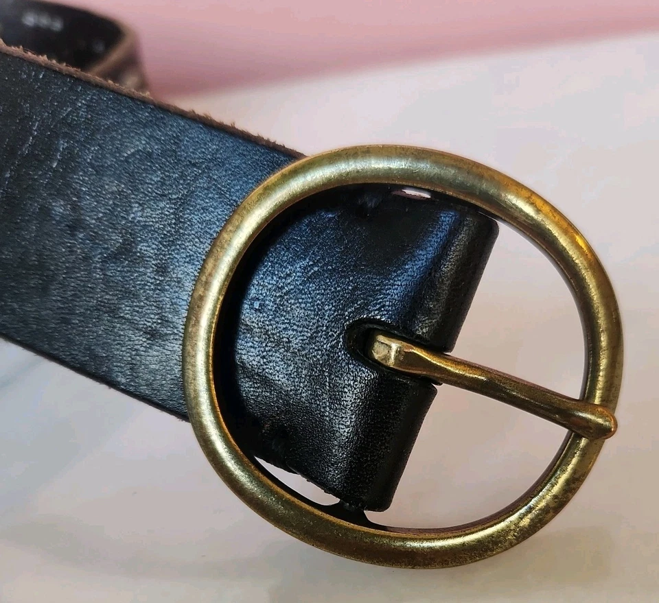 Cinturón boho con hebilla de latón tachonado de cuero negro Lucky Brand para mujer XS (30) Foto 4 de 4