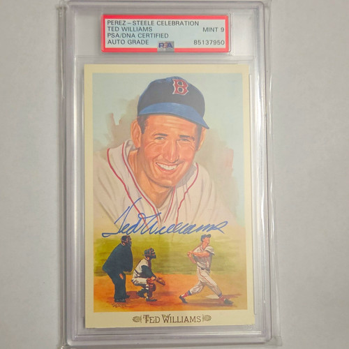 PEREZ-STEELE CELEBRATION TED WILLIAMS AUTO PSA 9 /10000 #43 RED SOX