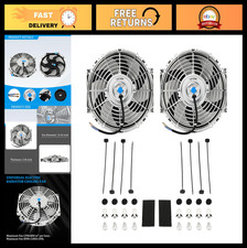 10 Chrome Universal Slim Electric Radiator Cooling Fan Kit - 12v 80w Set Of 2