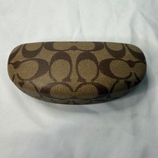 Coach Signature C Monogram Brown Tan Hard Clamshell Sunglasses Eyeglasses Case