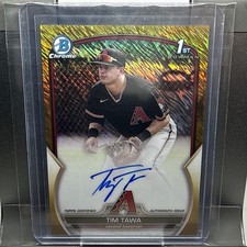 2023 Bowman Chrome Tim Tawa Gold Shimmer Refractor RC Auto #CPA-TT /50 Dbacks