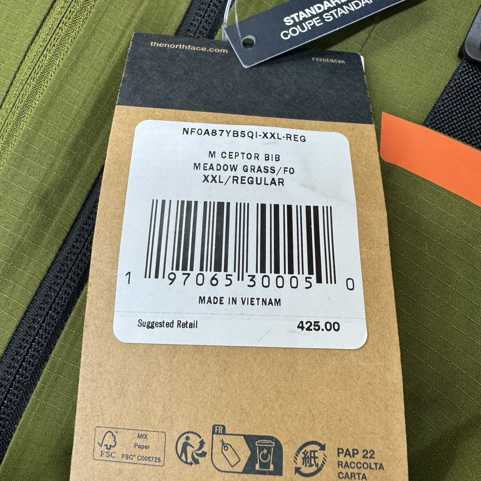 NEW The North Face Mens Ceptor Bib Snow Pants Ski Meadow Grass Green 2XL thumbnail 5