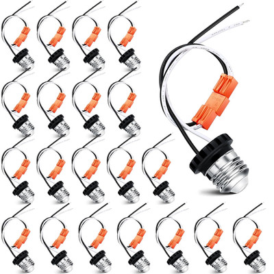 Zhengmy 20 Pcs E26 Socket Adapter, Medium Base Male Screw in Light Socket Pigtai