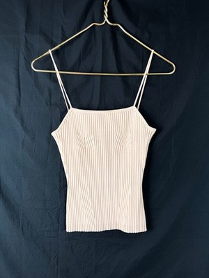 Enza Costa Basic Ribbed Staple Wardrobe Basic Minimalist Cream Cami Ribbed L