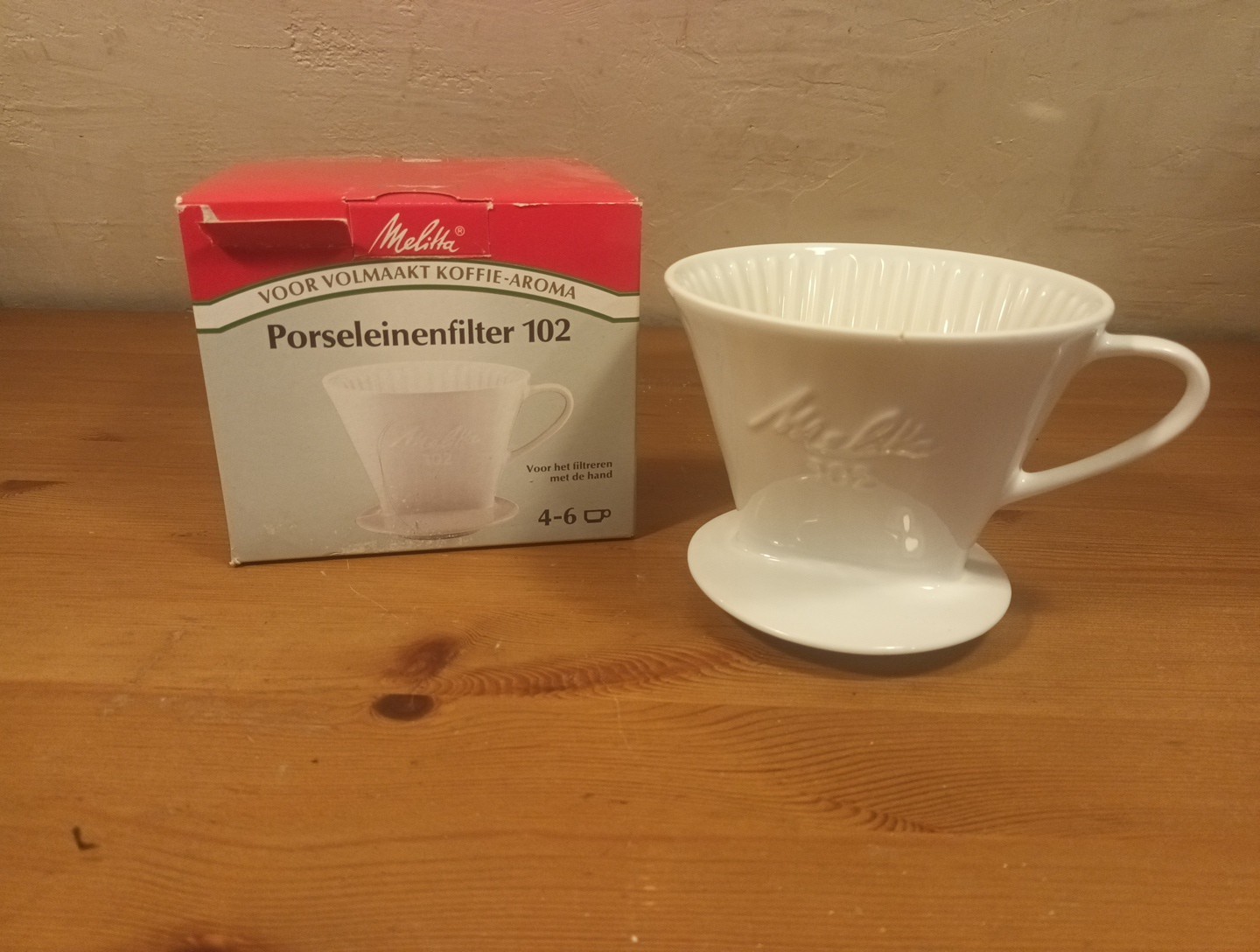 MELITTA 1-Loch Kaffee Schnellfilter 102 erhabene Schrift weiß Porzellan mit OVP