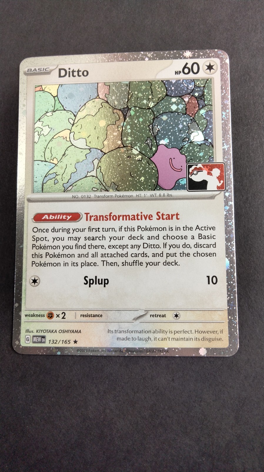 Ditto 132/165 Cosmos Holo Prize Pack Stamped Series 6 Pokemon Card TCG 151 MEW