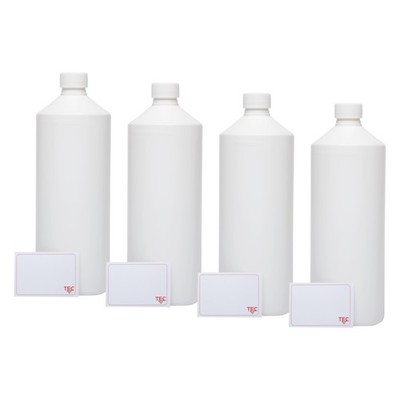 TEC 1L Liter HDPE Flaschen mit Schraubverschluss UK Made 30% Recycling Kunststoff weiß
