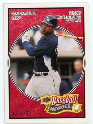 2008 Upper Deck Baseball Heroes Carl Crawford Red #165 #/249 Rays