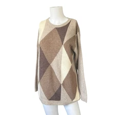 Vintage 90s Leslie Fay Knit Sweater Lambswool Angora Neutral Womens Size P