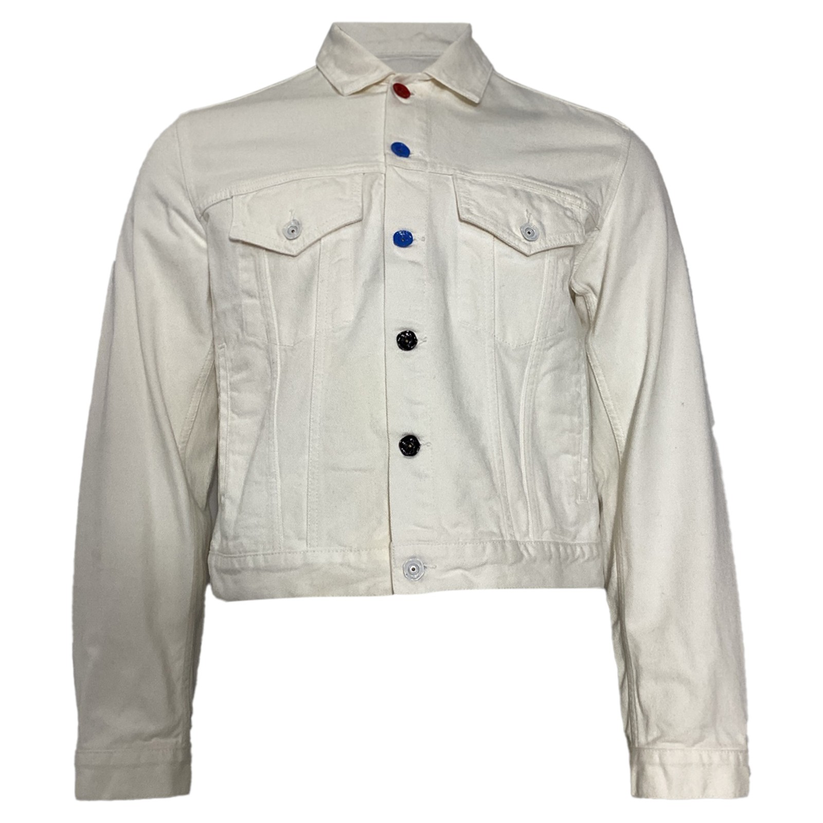 Off-White Cropped Multicolor Button Jacket In Whi… - image 1