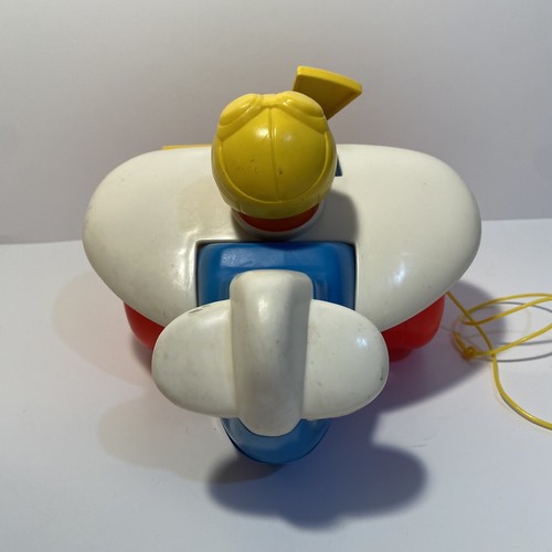 Vintage Fisher Price Airplane Plane Pull Toy Pilot #171 Little People 1980 - Picture 3 of 8