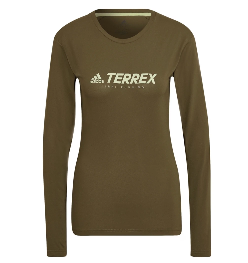 Adidas Terrex Ladies Trail Running Long Sleeve Shirt Green Size S M L XL New