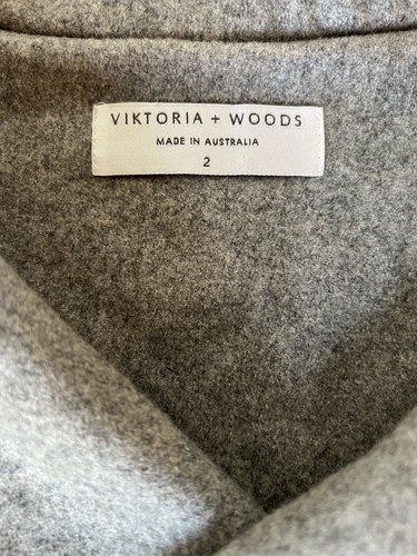 Viktoria + Woods Long Gray Wool Coat Sz 2 Made in Australia EUC Shawl Collar - Picture 6 of 9