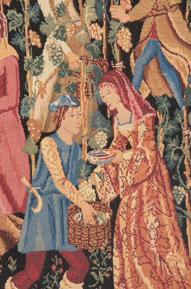 The Vintage Medieval Wine Mille Fleur Belgian Tapestry Wall Art Hanging (New) - Image 4 of 4