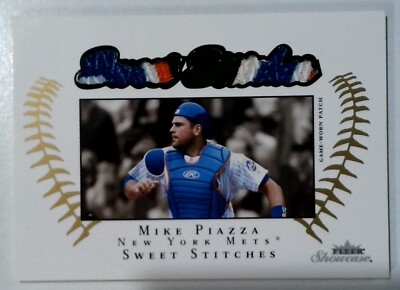 2003 Fleer Showcase #SS-MP2 Mike Piazza Sweet Stitches Patch Relic 69/150