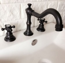 Oil Rubbed Bronze Widespread Bathroom Sink Faucet 2 Handles 3 Hole Mixer Tap