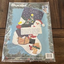 Bucilla Decorating Santa  Snowman Diagonal Stocking Felt Applique Kit LC Name