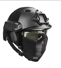 Tactical Airsoft Fast Helmet, Metal Mesh Face Cover, Glasses, Pads & Accessories