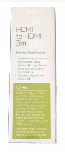 MAPLIN ESSENTIALS 3M CABLE VERY GOOD QUALITY CABLE BRAND NEW - Picture 3 of 6