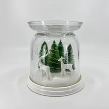 bath and body works christmas 3 wick candle cloche reindeer light up new!