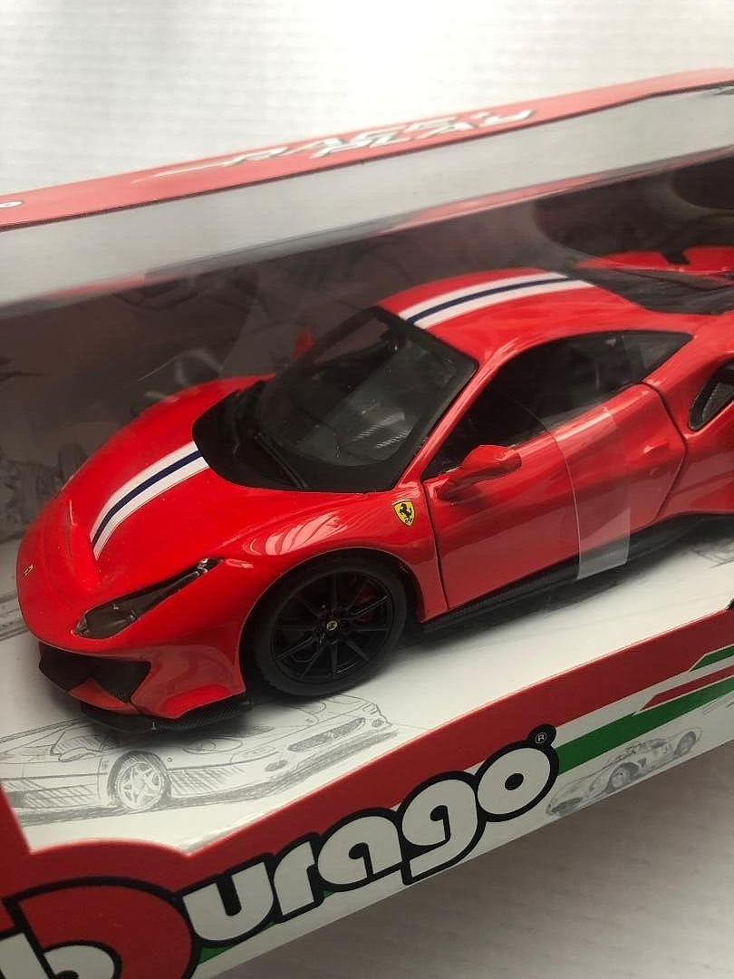 Modellino Ferrari 488 Pista Bburago 1:24 - Blu, Porte Mobili, Collezione Race & Play - Foto 3