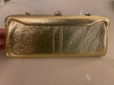 Vintage Retro Mid Century Gold Metallic Clutch Handbag Purse
